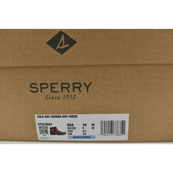 Sperry Men Size 10 Top-Sider Cold Bay Chukka Buffalo Check Red Black Plaid Boots - Picture 10 of 10
